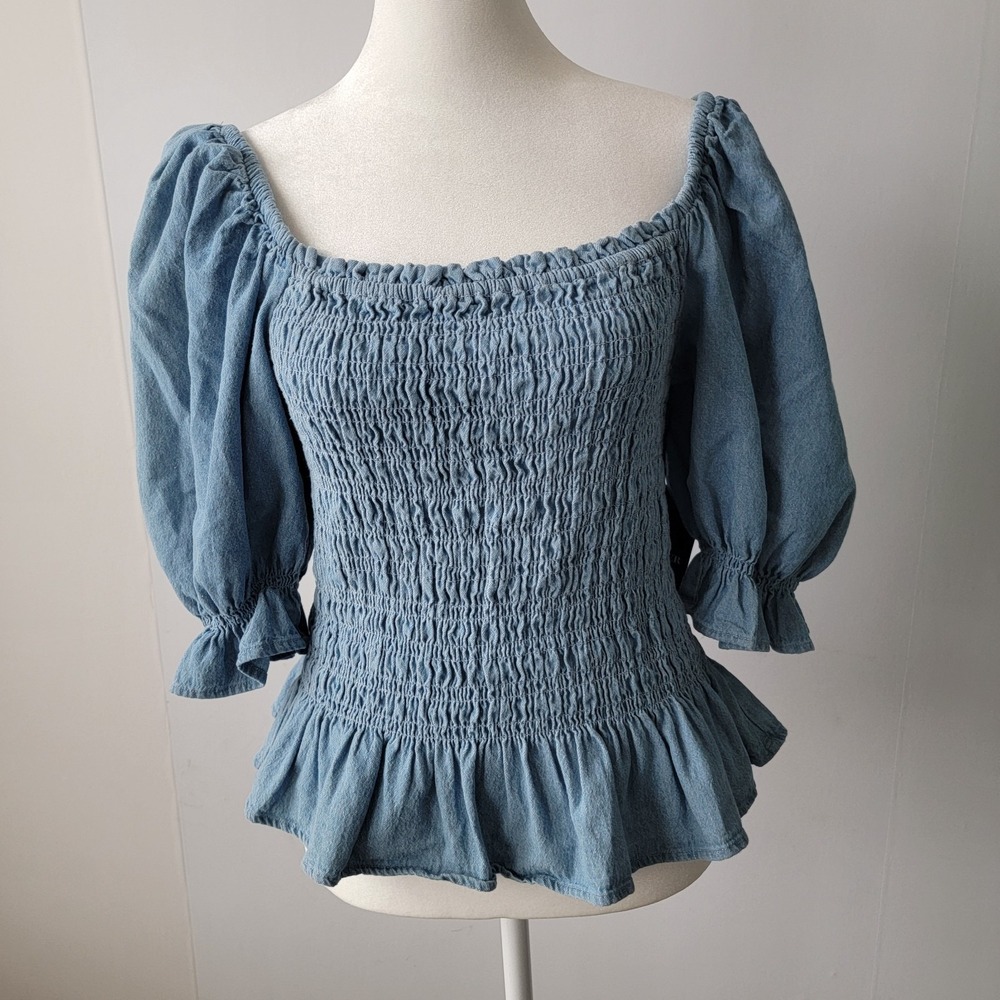 lotus & lavender women's Puff sleeves top sz xl cottagecore milkmaid coquette